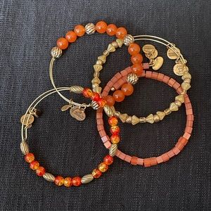 Alex & Ani orange gold neutral set beaded  summer